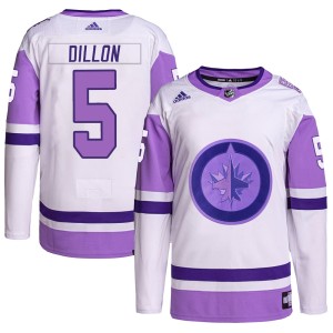 Men's Winnipeg Jets Brenden Dillon Adidas Authentic Hockey Fights Cancer Primegreen Jersey - White/Purple