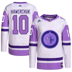 Men's Winnipeg Jets Dale Hawerchuk Adidas Authentic Hockey Fights Cancer Primegreen Jersey - White/Purple