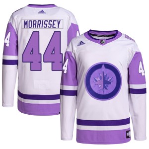 Men's Winnipeg Jets Josh Morrissey Adidas Authentic Hockey Fights Cancer Primegreen Jersey - White/Purple