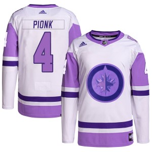 Men's Winnipeg Jets Neal Pionk Adidas Authentic Hockey Fights Cancer Primegreen Jersey - White/Purple