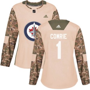Women's Winnipeg Jets Eric Comrie Adidas Authentic Veterans Day Practice Jersey - Camo