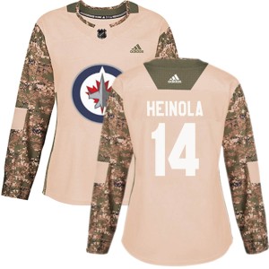 Women's Winnipeg Jets Ville Heinola Adidas Authentic Veterans Day Practice Jersey - Camo