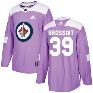 Men's Winnipeg Jets Laurent Brossoit Adidas Authentic Fights Cancer Practice Jersey - Purple