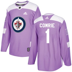 Men's Winnipeg Jets Eric Comrie Adidas Authentic Fights Cancer Practice Jersey - Purple