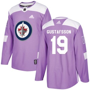 Men's Winnipeg Jets David Gustafsson Adidas Authentic Fights Cancer Practice Jersey - Purple