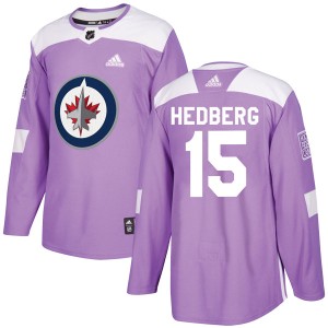 Men's Winnipeg Jets Anders Hedberg Adidas Authentic Fights Cancer Practice Jersey - Purple