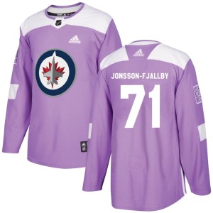 Men's Winnipeg Jets Axel Jonsson-Fjallby Adidas Authentic Fights Cancer Practice Jersey - Purple