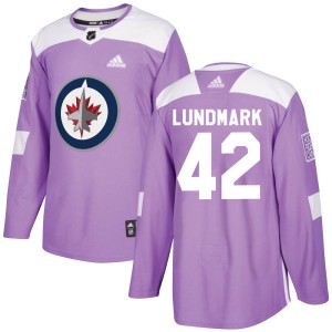 Men's Winnipeg Jets Simon Lundmark Adidas Authentic Fights Cancer Practice Jersey - Purple