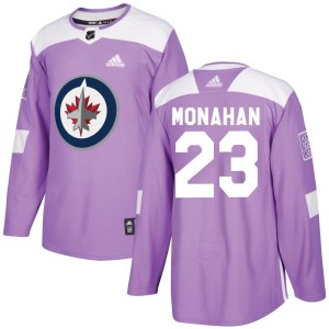 Men's Winnipeg Jets Sean Monahan Adidas Authentic Fights Cancer Practice Jersey - Purple