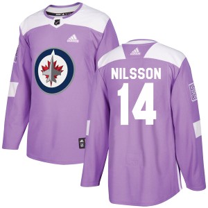 Men's Winnipeg Jets Ulf Nilsson Adidas Authentic Fights Cancer Practice Jersey - Purple