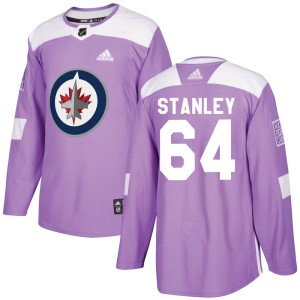 Men's Winnipeg Jets Logan Stanley Adidas Authentic Fights Cancer Practice Jersey - Purple