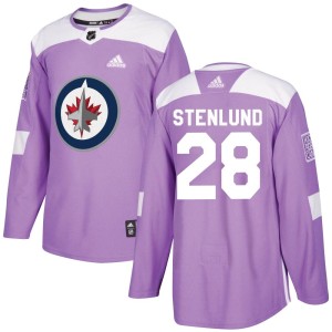 Men's Winnipeg Jets Kevin Stenlund Adidas Authentic Fights Cancer Practice Jersey - Purple