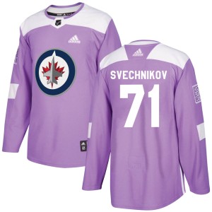 Men's Winnipeg Jets Evgeny Svechnikov Adidas Authentic Fights Cancer Practice Jersey - Purple