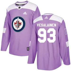 Men's Winnipeg Jets Kristian Vesalainen Adidas Authentic Fights Cancer Practice Jersey - Purple