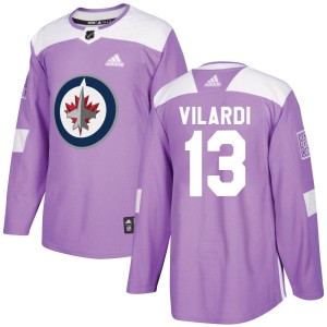 Men's Winnipeg Jets Gabriel Vilardi Adidas Authentic Fights Cancer Practice Jersey - Purple