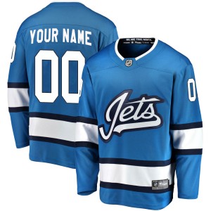 Men's Winnipeg Jets Custom Fanatics Branded ized Breakaway Alternate Jersey - Blue