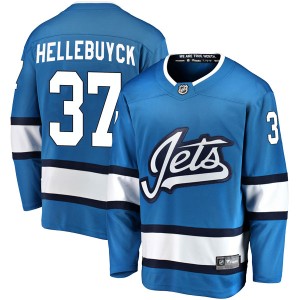 Men's Winnipeg Jets Connor Hellebuyck Fanatics Branded Breakaway Alternate Jersey - Blue