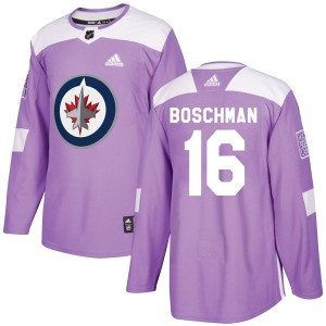 Youth Winnipeg Jets Laurie Boschman Adidas Authentic Fights Cancer Practice Jersey - Purple