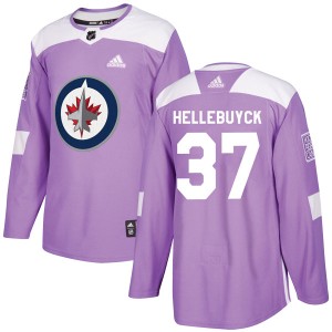 Youth Winnipeg Jets Connor Hellebuyck Adidas Authentic Fights Cancer Practice Jersey - Purple