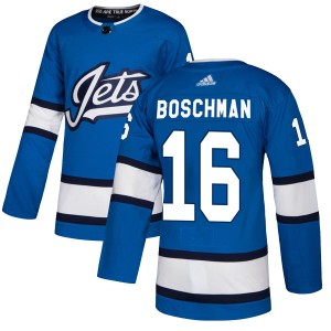 Men's Winnipeg Jets Laurie Boschman Adidas Authentic Alternate Jersey - Blue