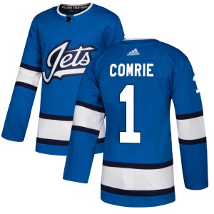 Men's Winnipeg Jets Eric Comrie Adidas Authentic Alternate Jersey - Blue