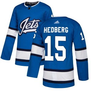 Men's Winnipeg Jets Anders Hedberg Adidas Authentic Alternate Jersey - Blue