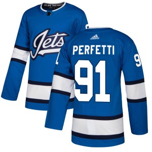Men's Winnipeg Jets Cole Perfetti Adidas Authentic Alternate Jersey - Blue