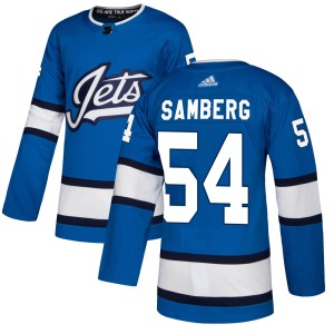 Men's Winnipeg Jets Dylan Samberg Adidas Authentic Alternate Jersey - Blue