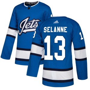 Men's Winnipeg Jets Teemu Selanne Adidas Authentic Alternate Jersey - Blue