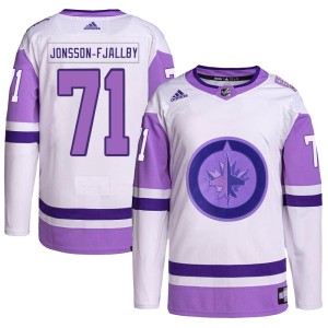 Youth Winnipeg Jets Axel Jonsson-Fjallby Adidas Authentic Hockey Fights Cancer Primegreen Jersey - White/Purple