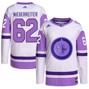 Youth Winnipeg Jets Nino Niederreiter Adidas Authentic Hockey Fights Cancer Primegreen Jersey - White/Purple