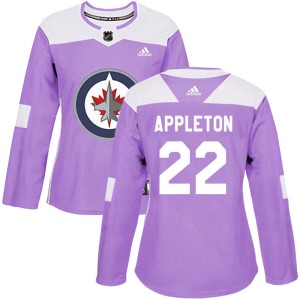 Women's Winnipeg Jets Mason Appleton Adidas Authentic Fights Cancer Practice Jersey - Purple
