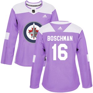 Women's Winnipeg Jets Laurie Boschman Adidas Authentic Fights Cancer Practice Jersey - Purple