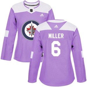 Women's Winnipeg Jets Colin Miller Adidas Authentic Fights Cancer Practice Jersey - Purple