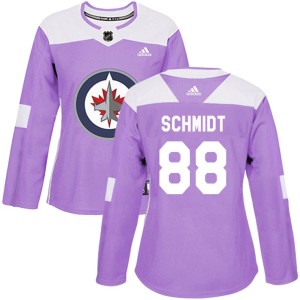 Women's Winnipeg Jets Nate Schmidt Adidas Authentic Fights Cancer Practice Jersey - Purple