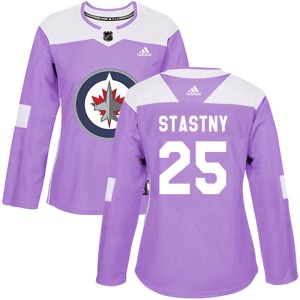 Women's Winnipeg Jets Paul Stastny Adidas Authentic Fights Cancer Practice Jersey - Purple