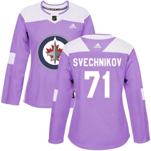 Women's Winnipeg Jets Evgeny Svechnikov Adidas Authentic Fights Cancer Practice Jersey - Purple
