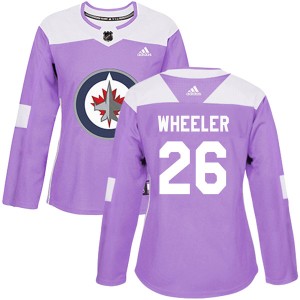 Women's Winnipeg Jets Blake Wheeler Adidas Authentic Fights Cancer Practice Jersey - Purple