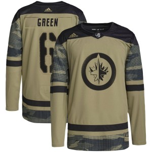 Men's Winnipeg Jets Ted Green Adidas Authentic Camo Military Appreciation Practice Jersey - Green