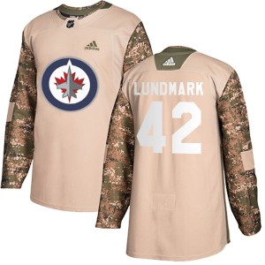Youth Winnipeg Jets Simon Lundmark Adidas Authentic Veterans Day Practice Jersey - Camo