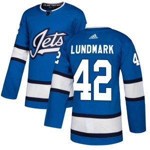 Youth Winnipeg Jets Simon Lundmark Adidas Authentic Alternate Jersey - Blue