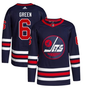 Men's Winnipeg Jets Ted Green Adidas Authentic Navy 2021/22 Alternate Primegreen Pro Jersey - Green