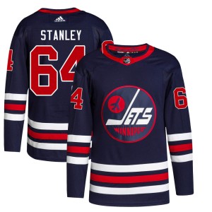 Men's Winnipeg Jets Logan Stanley Adidas Authentic 2021/22 Alternate Primegreen Pro Jersey - Navy