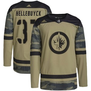 Youth Winnipeg Jets Connor Hellebuyck Adidas Authentic Military Appreciation Practice Jersey - Camo