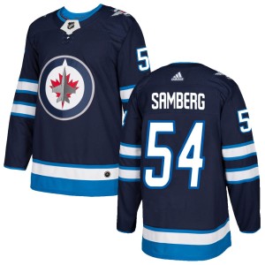 Men's Winnipeg Jets Dylan Samberg Adidas Authentic Home Jersey - Navy