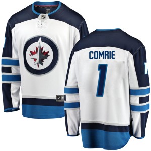 Men's Winnipeg Jets Eric Comrie Fanatics Branded Breakaway Away Jersey - White