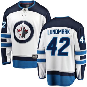 Men's Winnipeg Jets Simon Lundmark Fanatics Branded Breakaway Away Jersey - White