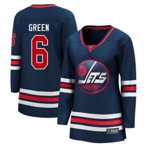 Women's Winnipeg Jets Ted Green Fanatics Branded Premier Navy 2021/22 Alternate Breakaway Player Jersey - Green